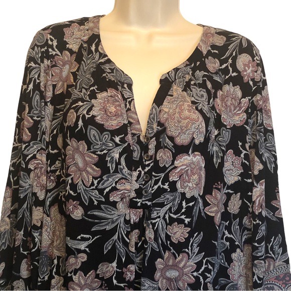 Lucky Brand Women’s Floral Print Boho Peasant Blouse Size 2x - Picture 4 of 11